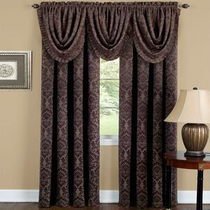 Brown Floral Transitional Blackout Curtain Panel: 52" x 84", Rod Pocket Panel